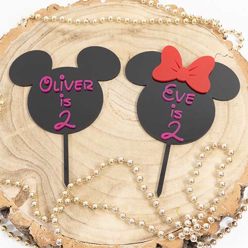 Personalised Magical Mouse Ears Birthday Age Customisable 3D Acrylic Cake Topper