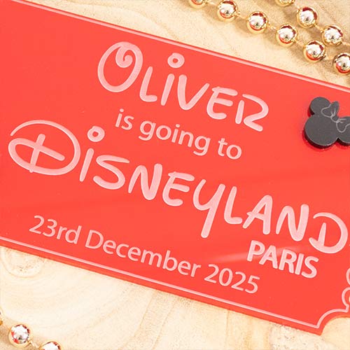 Personalised Magical Theme Park Paris Florida Ticket 3D Red Acrylic Keepsake Memento Gift Product Gallery Image
