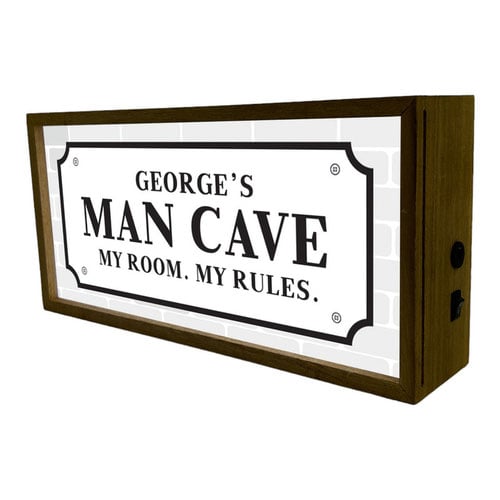Personalised Man Cave Brickwork LED Light Box Wood Room Sign Product Gallery Image