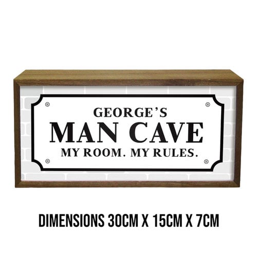 Personalised Man Cave Brickwork LED Light Box Wood Room Sign Product Gallery Image