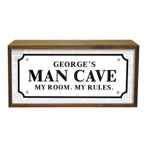Personalised Man Cave Brickwork LED Light Box Wood Room Sign Product Gallery Image