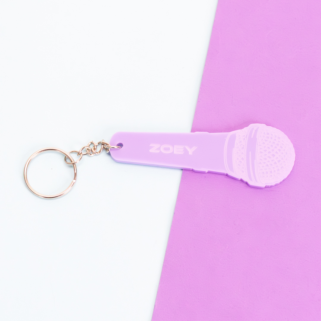 Personalised Music Microphone Customisable Acrylic Keyring Product Gallery Image