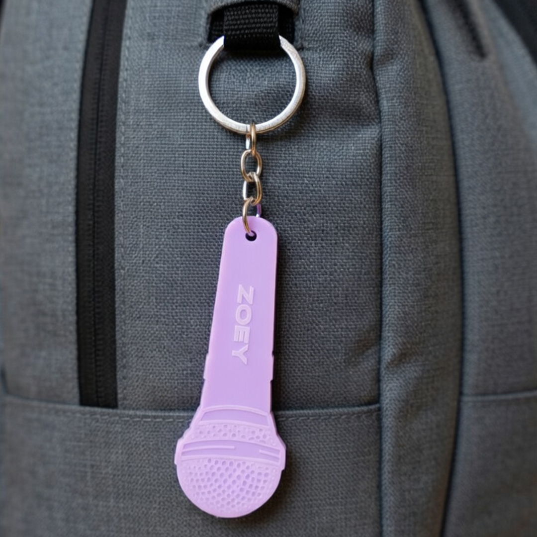 Personalised Music Microphone Customisable Acrylic Keyring Product Gallery Image