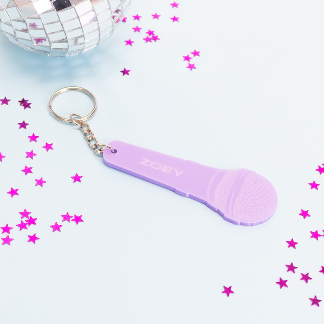 Personalised Music Microphone Customisable Acrylic Keyring
