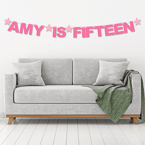 Personalised Name Is Fifteen 15th Birthday Recyclable Card Party Bunting Product Gallery Image