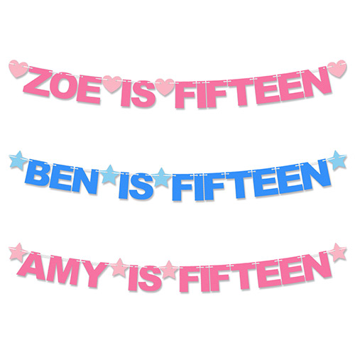 Personalised Name Is Fifteen 15th Birthday Recyclable Card Party Bunting Product Gallery Image