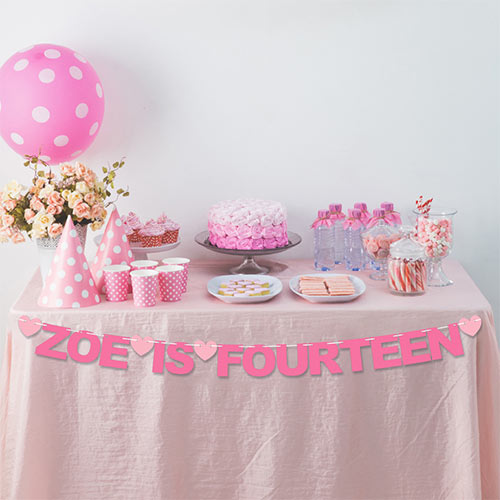 Personalised Name Is Fourteen 14th Birthday Recyclable Card Party Bunting Product Gallery Image