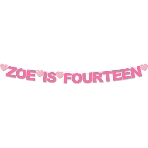 Personalised Name Is Fourteen 14th Birthday Recyclable Card Party Bunting Product Gallery Image