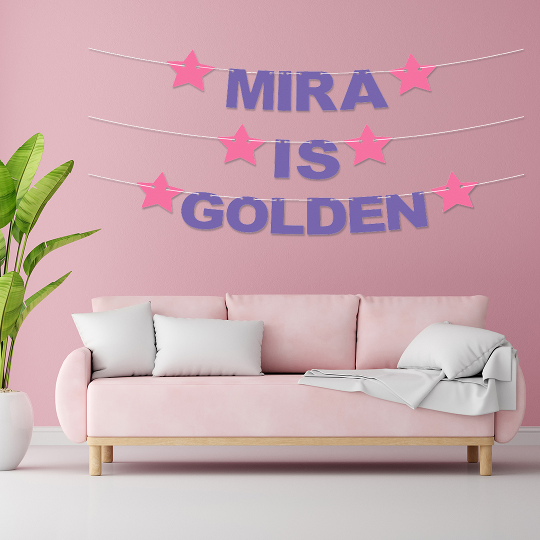 Personalised Name Is Golden Customisable Recyclable Card Party Bunting Product Gallery Image