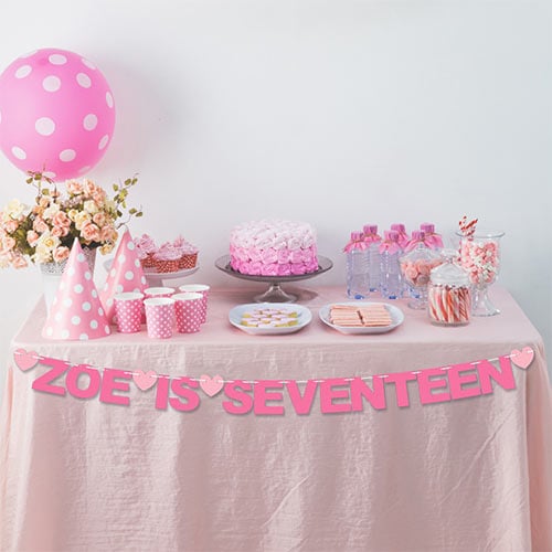 Personalised Name Is Seventeen 17th Birthday Recyclable Card Party Bunting Product Gallery Image