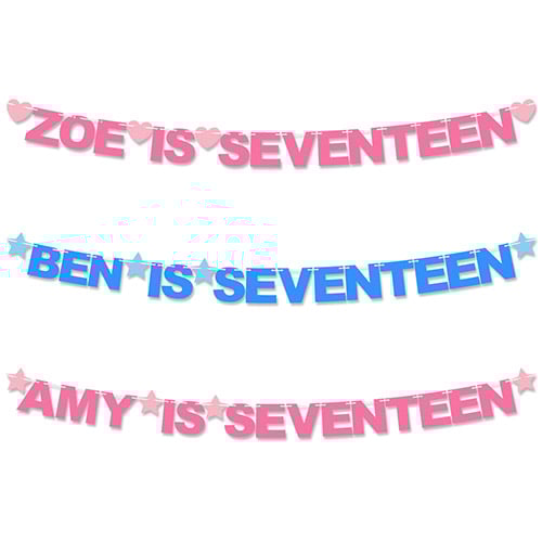 Personalised Name Is Seventeen 17th Birthday Recyclable Card Party Bunting Product Gallery Image