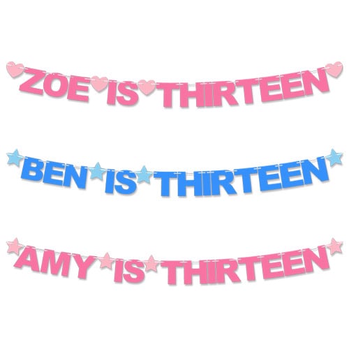 Personalised Name Is Thirteen 13th Birthday Recyclable Card Party Bunting Product Gallery Image