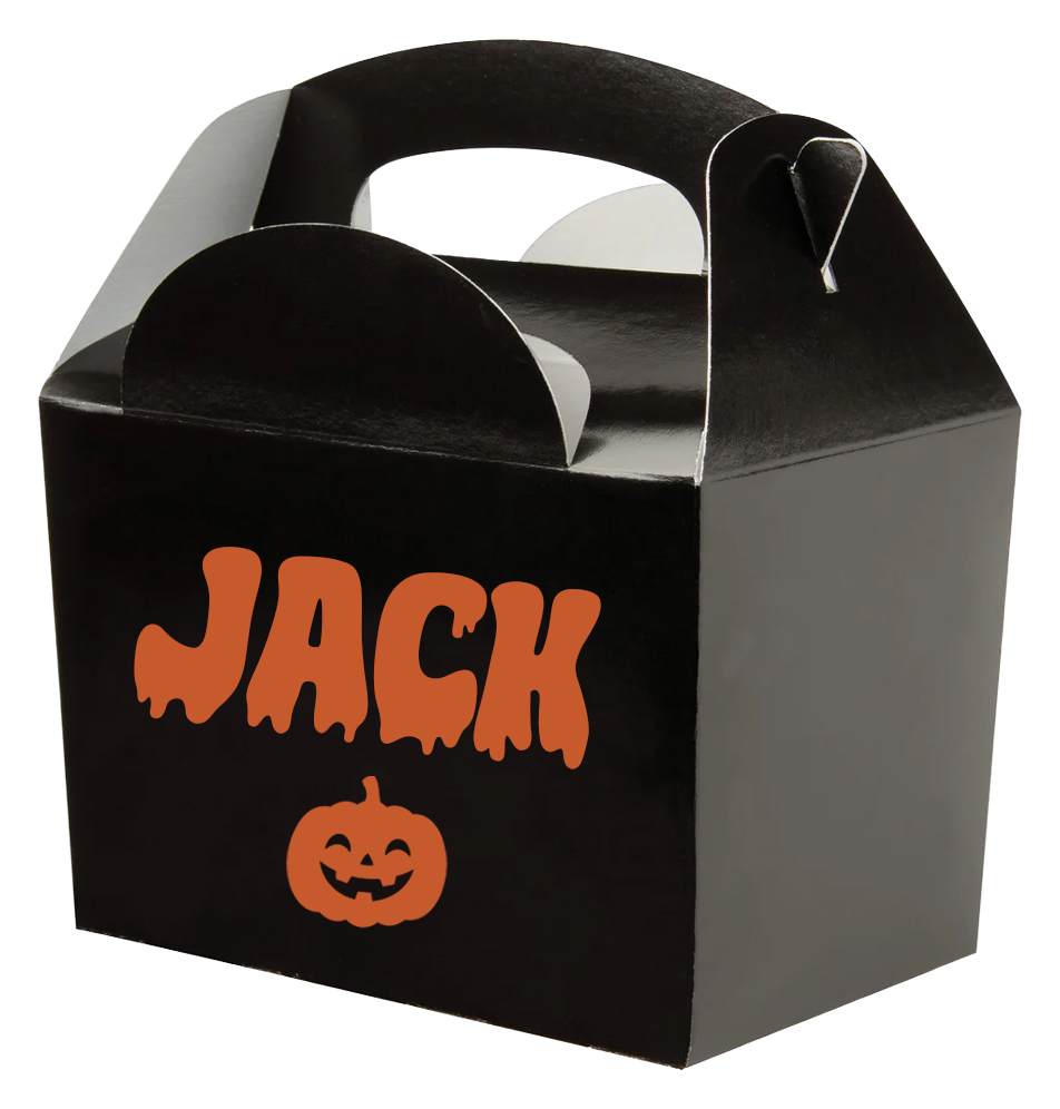 Personalised Name Pumpkin Halloween Black Party Paper Lunch Box View 2