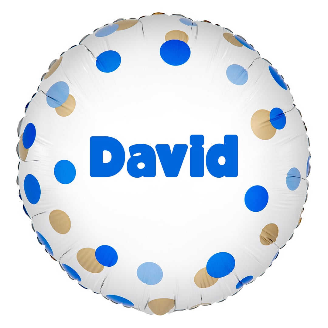 Personalised Name Sparkling Fizz Holographic Blue Gold Round Foil Balloon 46cm / 18 in