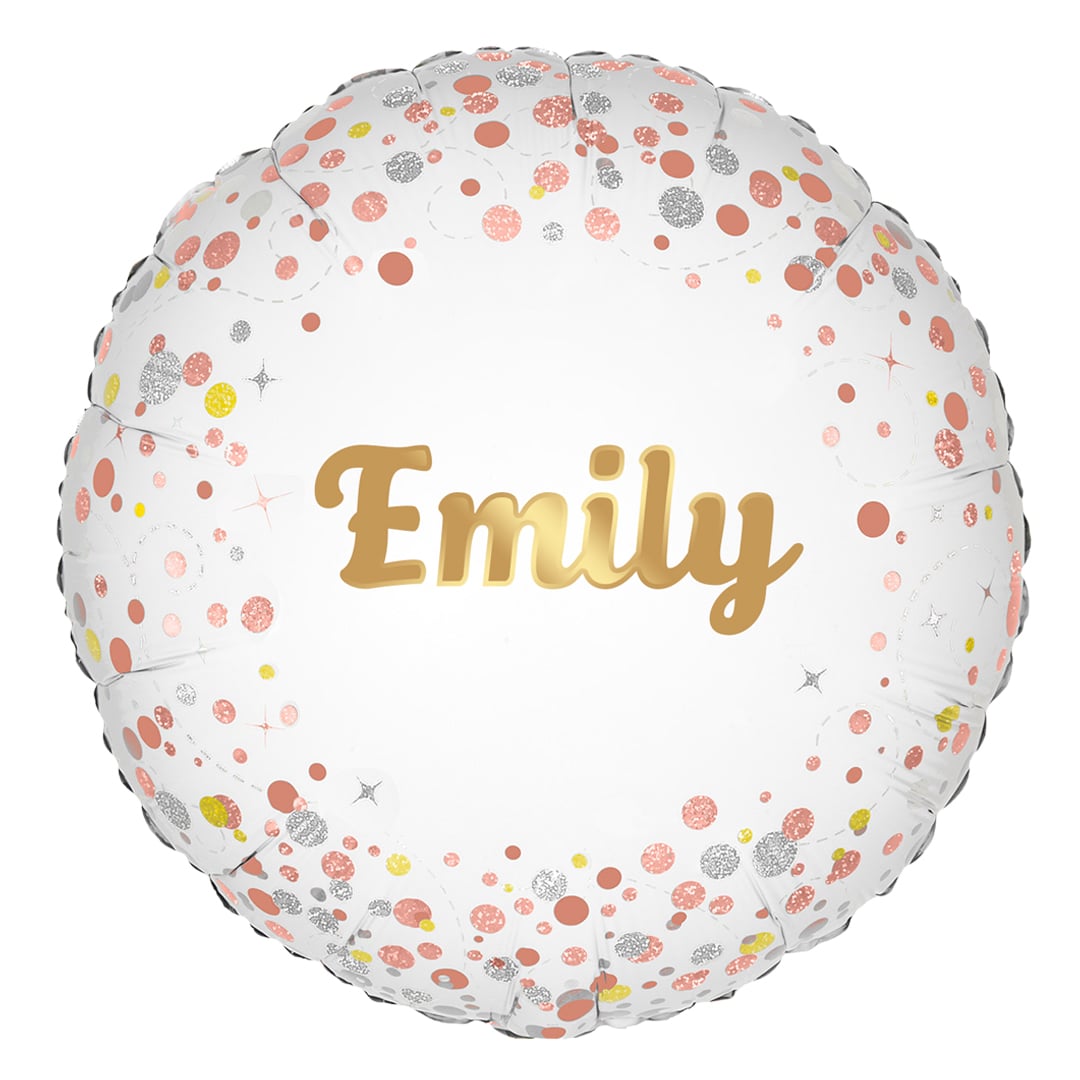Personalised Name Sparkling Fizz Holographic Rose Gold Round Foil Balloon 46cm / 18 in
