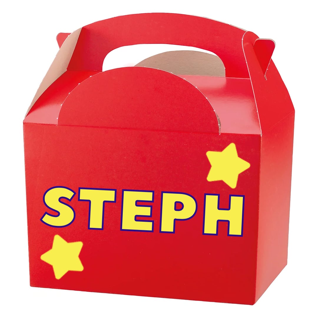 Personalised Nostalgic Cartoon Toys Red Party Paper Lunch Box View 2