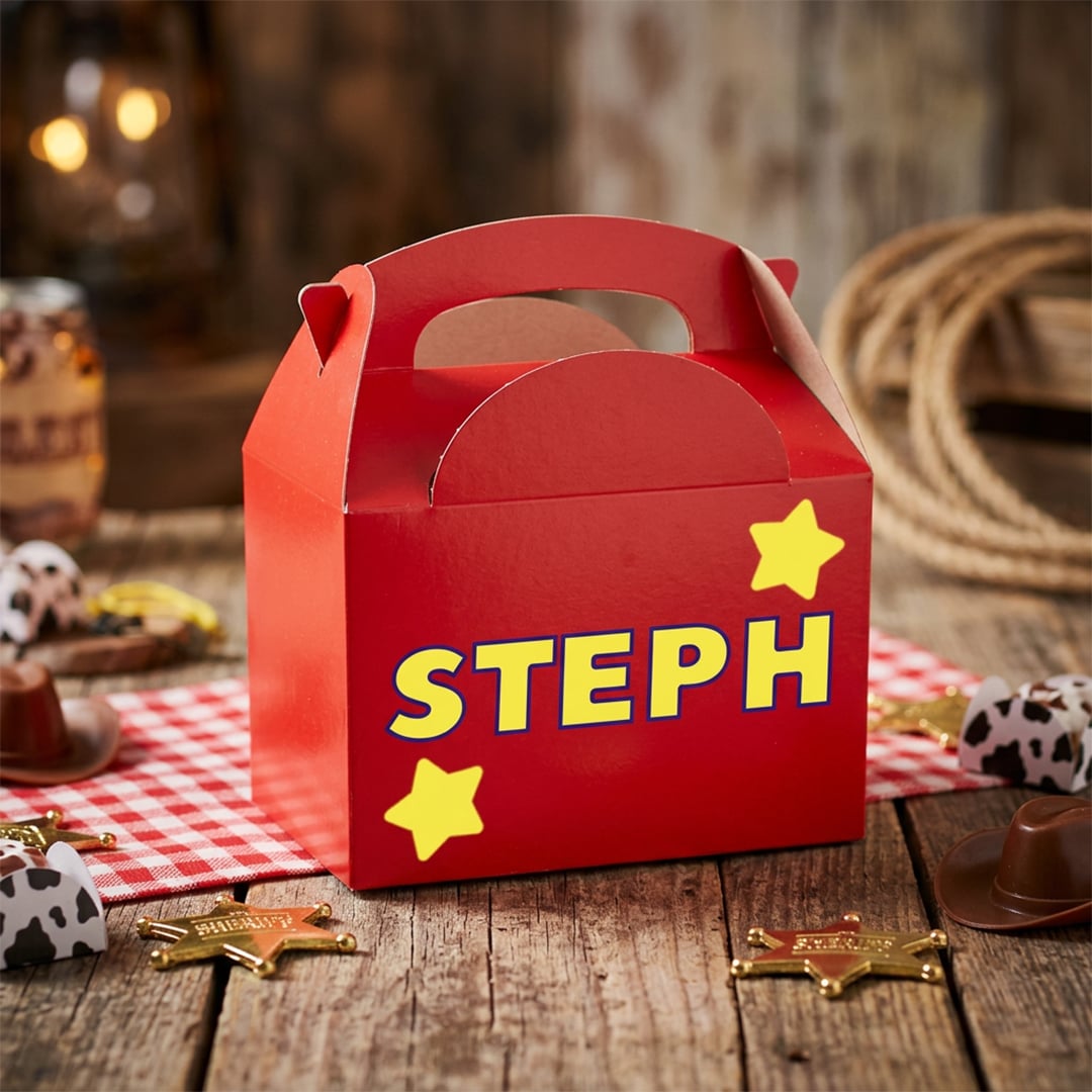 Personalised Nostalgic Cartoon Toys Red Party Paper Lunch Box