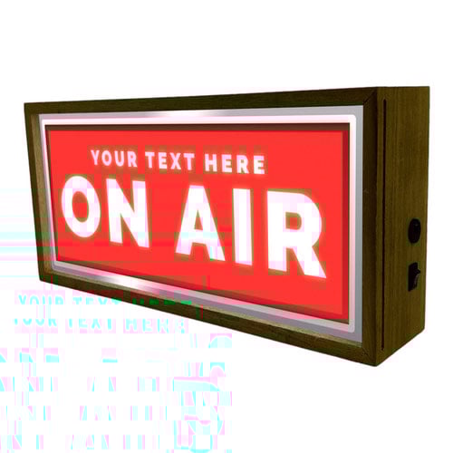 Personalised On Air Red LED Light Box Wood Room Sign Product Gallery Image