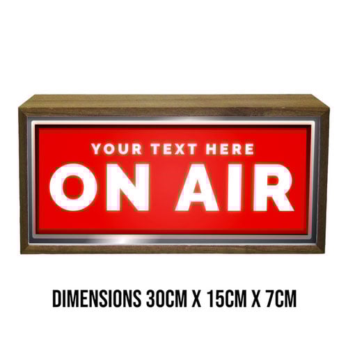 Personalised On Air Red LED Light Box Wood Room Sign Product Gallery Image