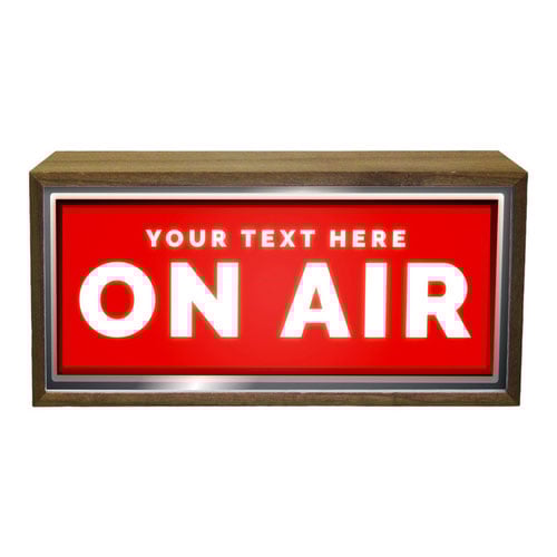 Personalised On Air Red LED Light Box Wood Room Sign Product Gallery Image