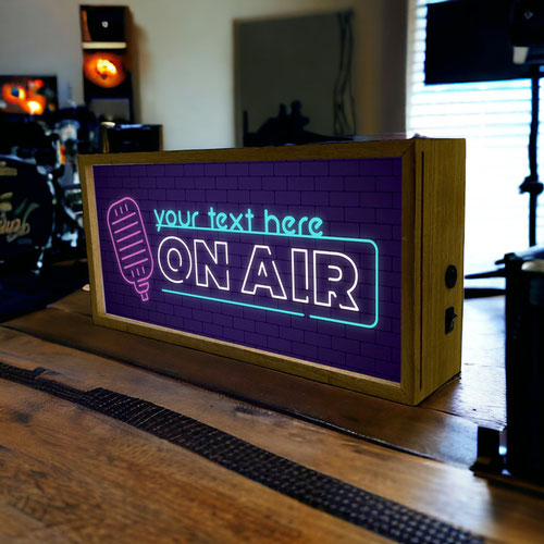 Personalised On Air Studio LED Light Box Wood Room Sign Product Gallery Image