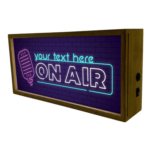 Personalised On Air Studio LED Light Box Wood Room Sign Product Gallery Image