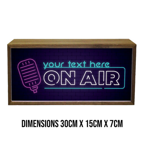 Personalised On Air Studio LED Light Box Wood Room Sign Product Gallery Image