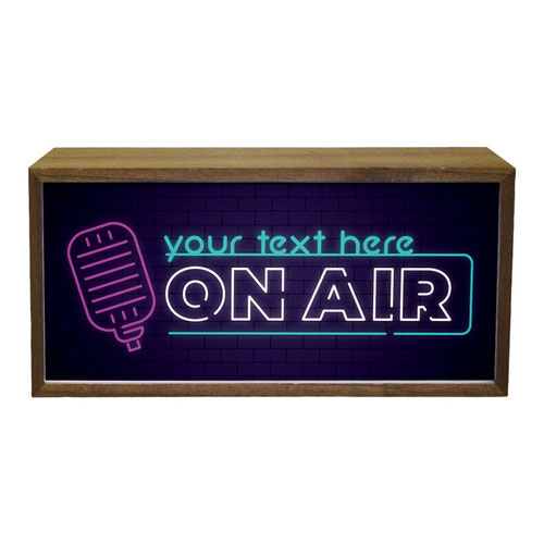 Personalised On Air Studio LED Light Box Wood Room Sign Product Gallery Image