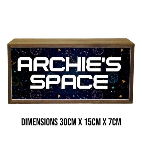 Personalised Outer Space LED Light Box Wood Room Sign Product Gallery Image