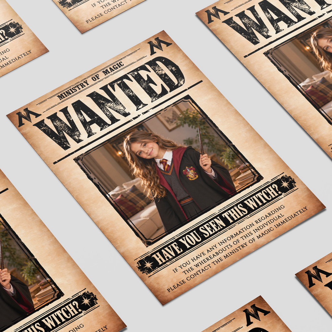 Personalised Photo Wanted Witch Design Poster PVC Party Sign Decoration View 3
