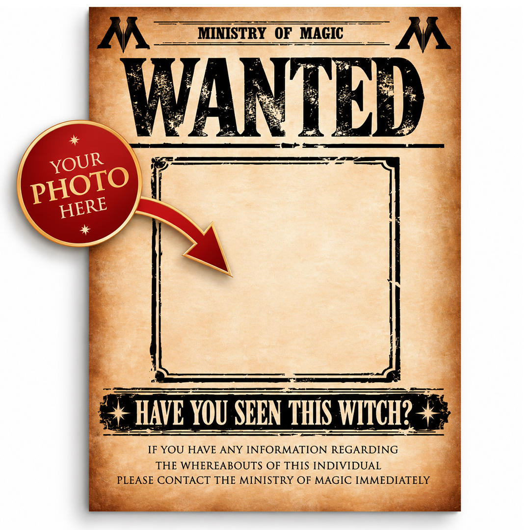 Personalised Photo Wanted Witch Design Poster PVC Party Sign Decoration View 2