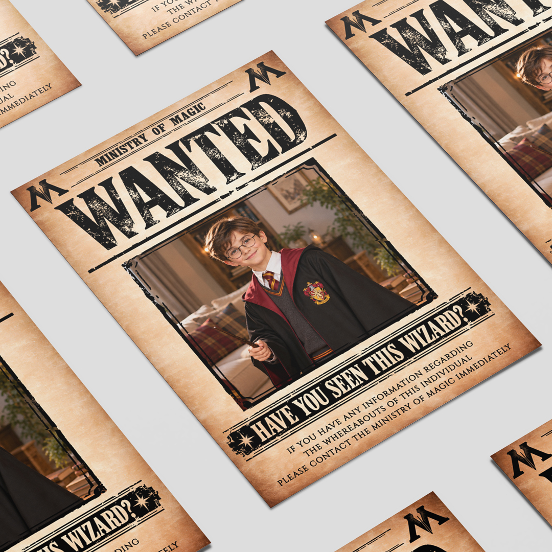 Personalised Photo Wanted Wizard Design Poster PVC Party Sign Decoration View 3