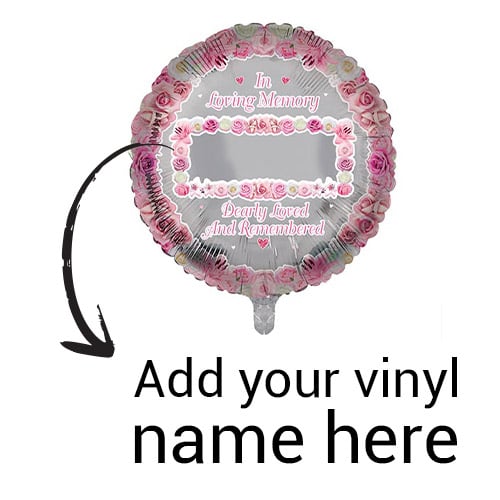 Personalised Name In Memory Pink Memorial Round Foil Helium Balloon - Inflated Balloon in a Box Product Gallery Image