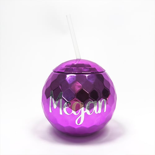 Personalised Purple Disco Ball Tumbler With Straw 500ml Product Gallery Image