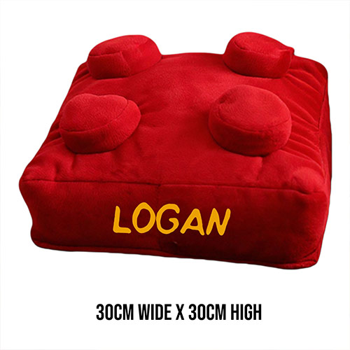Personalised Red Building Brick Retro Square Shaped Plush Pillow Cushion Product Gallery Image