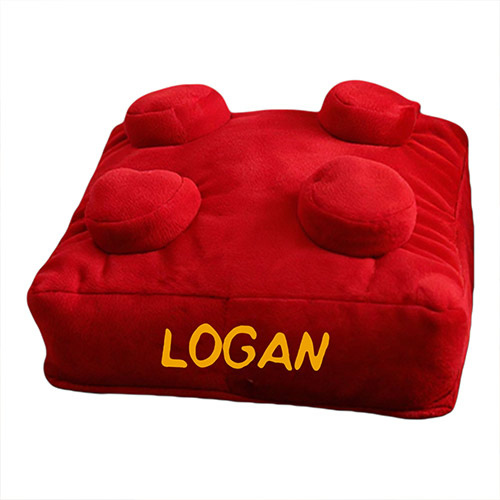 Personalised Red Building Brick Retro Square Shaped Plush Pillow Cushion Product Gallery Image