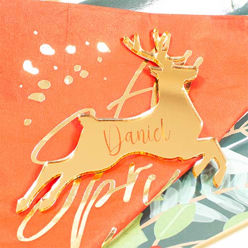 Personalised Reindeer Engraved Acrylic Place Setting 9cm Product Gallery Image