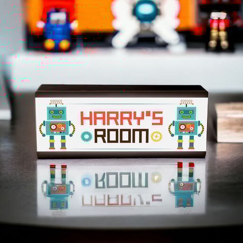 Personalised Robot LED Light Box Room Sign Product Gallery Image