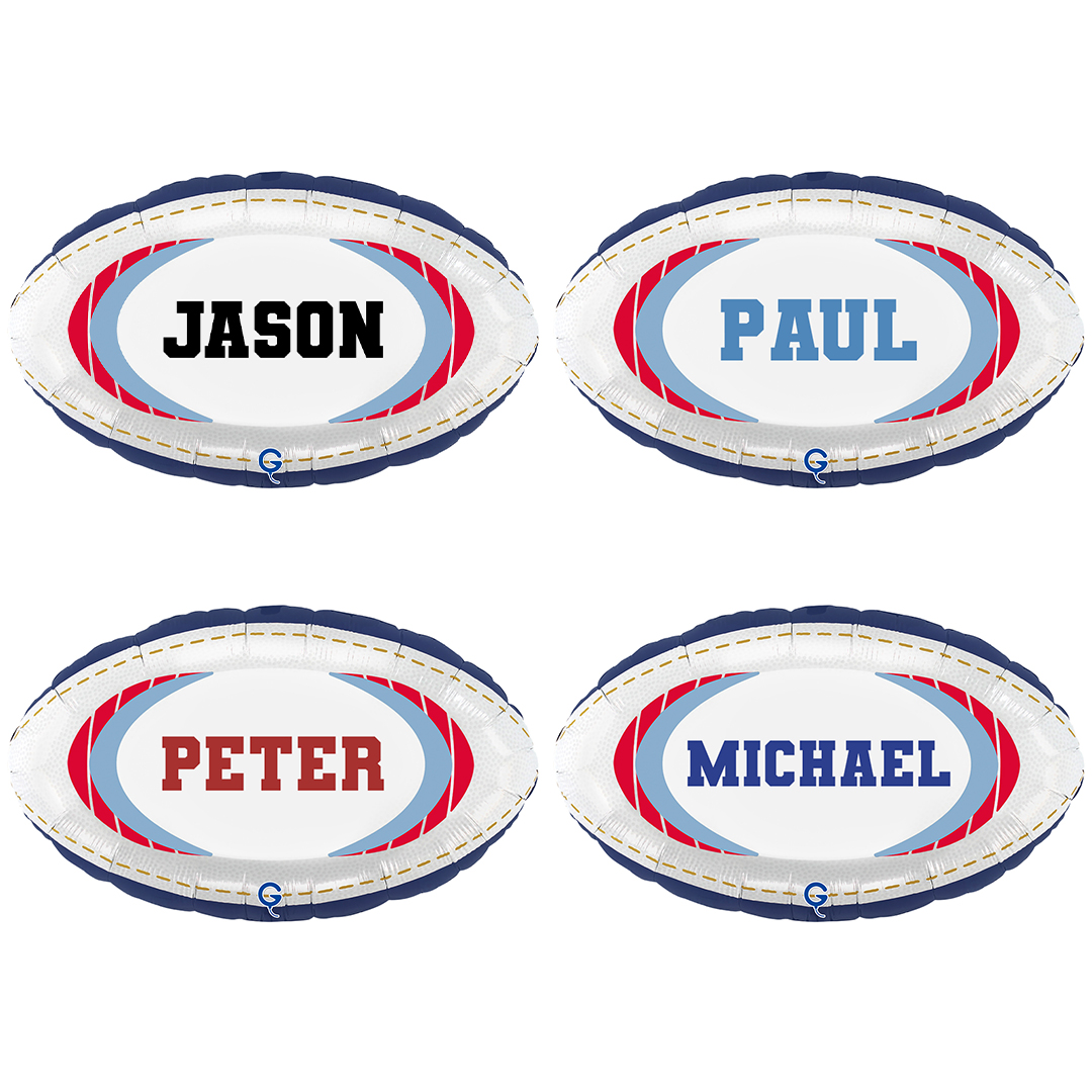 Personalisable Rugby Ball Shaped Foil Balloon 51cm / 20 in View 3