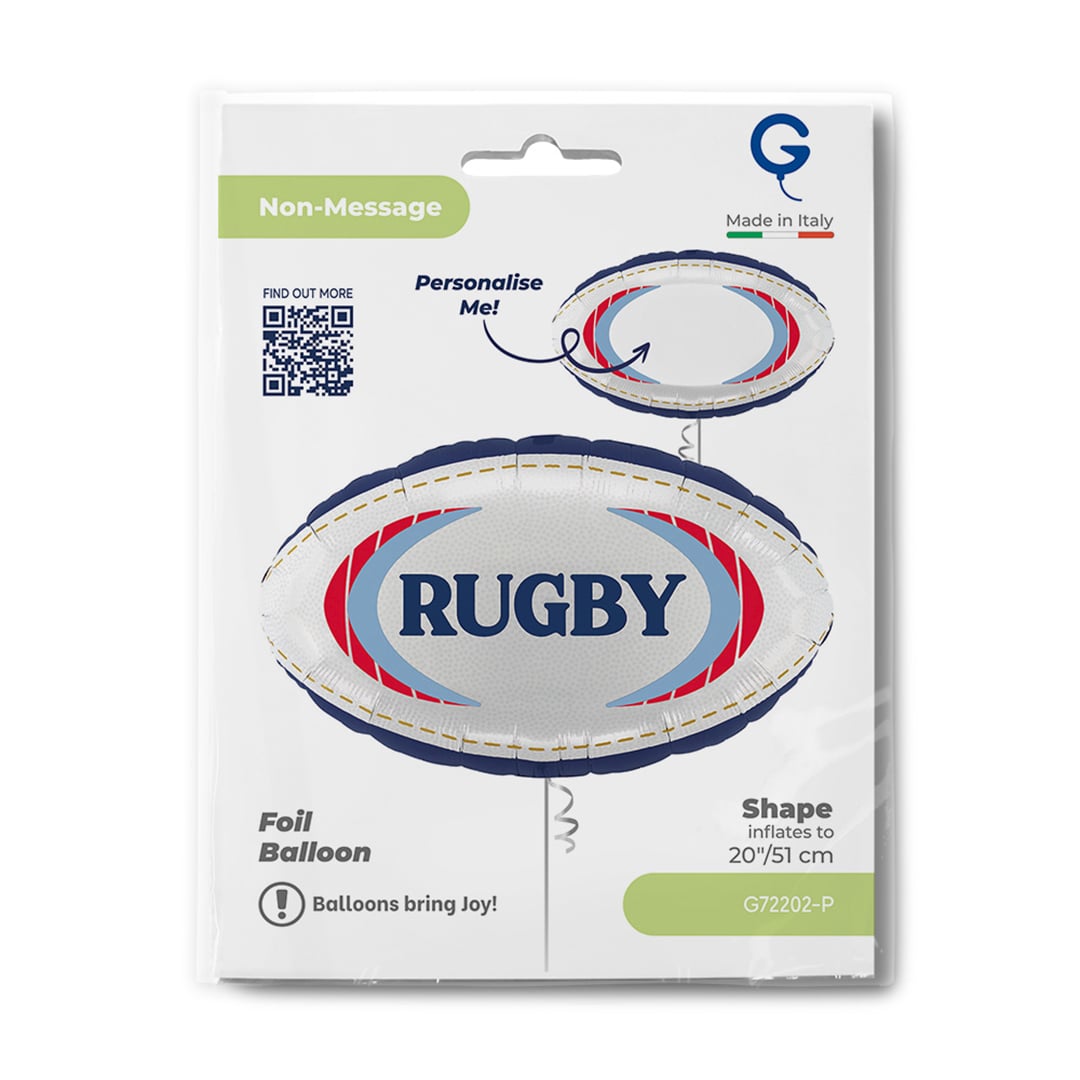 Personalisable Rugby Ball Shaped Foil Balloon 51cm / 20 in View 4