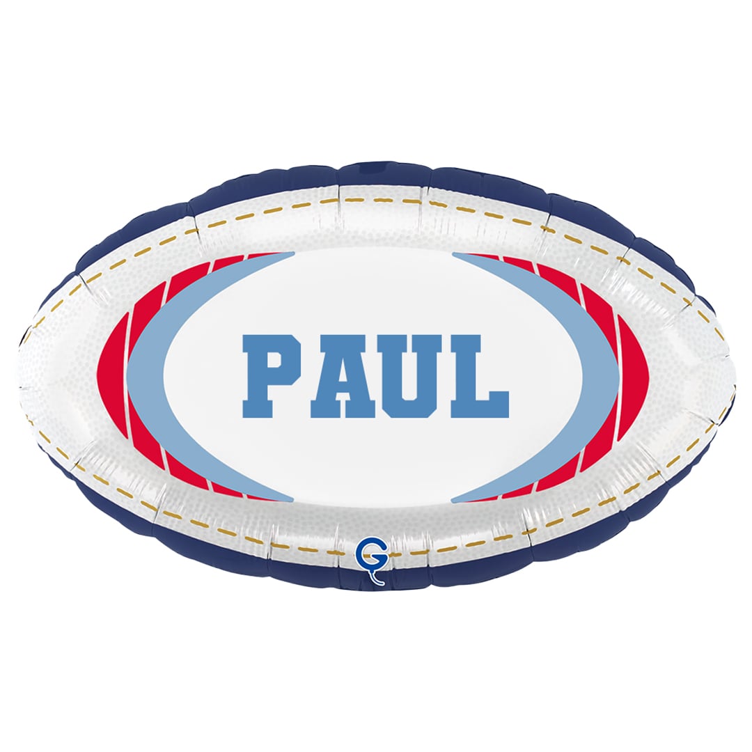 Personalisable Rugby Ball Shaped Foil Balloon 51cm / 20 in View 1
