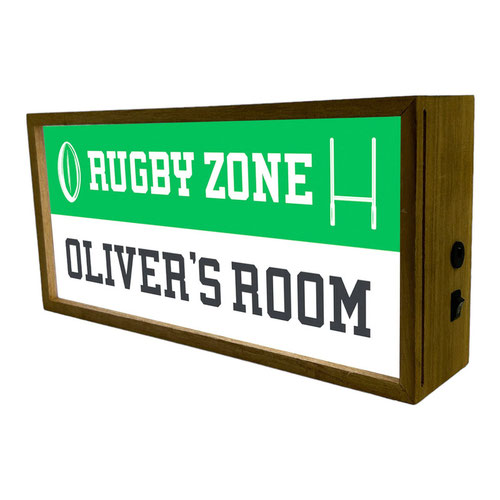 Personalised Rugby Zone LED Light Box Wood Room Sign Product Gallery Image