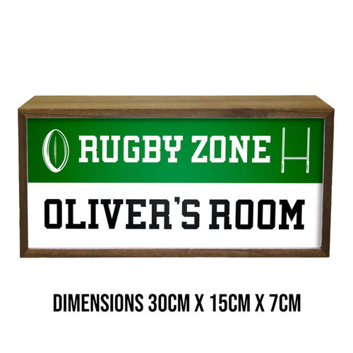 Personalised Rugby Zone LED Light Box Wood Room Sign Product Gallery Image