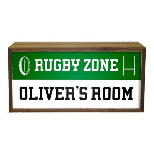 Personalised Rugby Zone LED Light Box Wood Room Sign Product Gallery Image