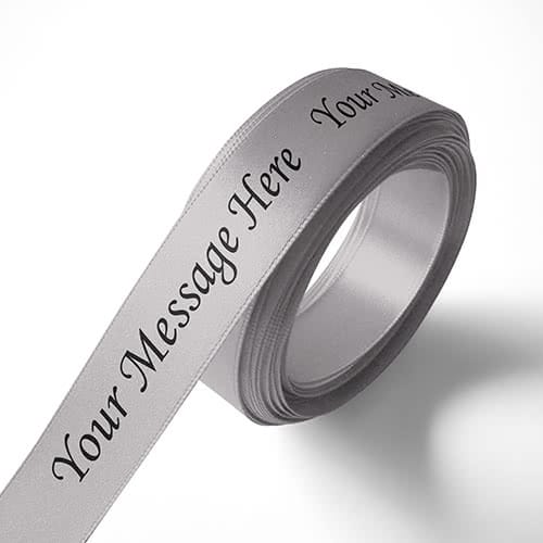 Personalised 25mm Silver Ribbon Elan Single Faced Satin