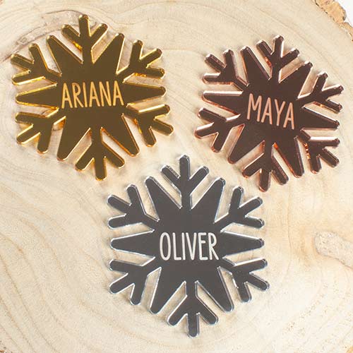 Personalised Snowflake Engraved Acrylic Place Setting 9cm Product Gallery Image