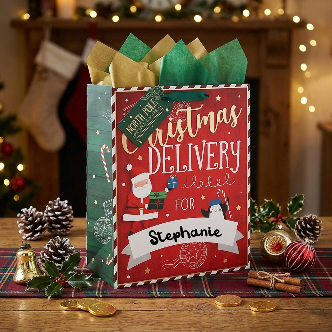 Personalised Special Delivery Christmas Large Gift Bag 33cm