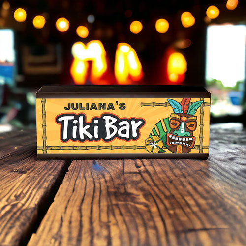 Personalised Tiki Bar Hawaiian LED Light Box Room Sign Product Gallery Image
