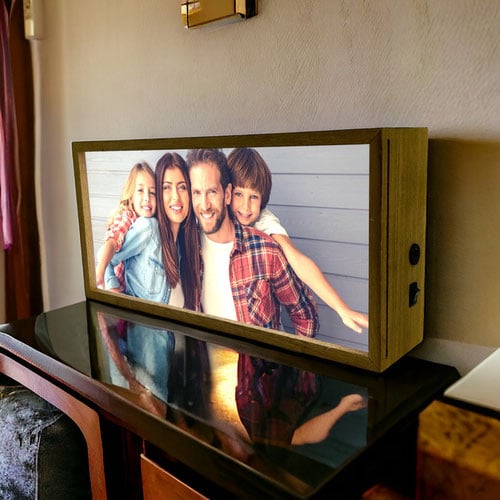 Personalised Upload Photo LED Light Box Wood Room Sign Product Gallery Image