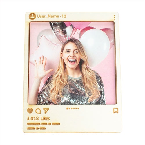 Personalised Wooden Social Media Frame for Square Photo Product Gallery Image